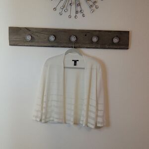 Alfani Cream Shadow-Striped Cardigan SZ SM